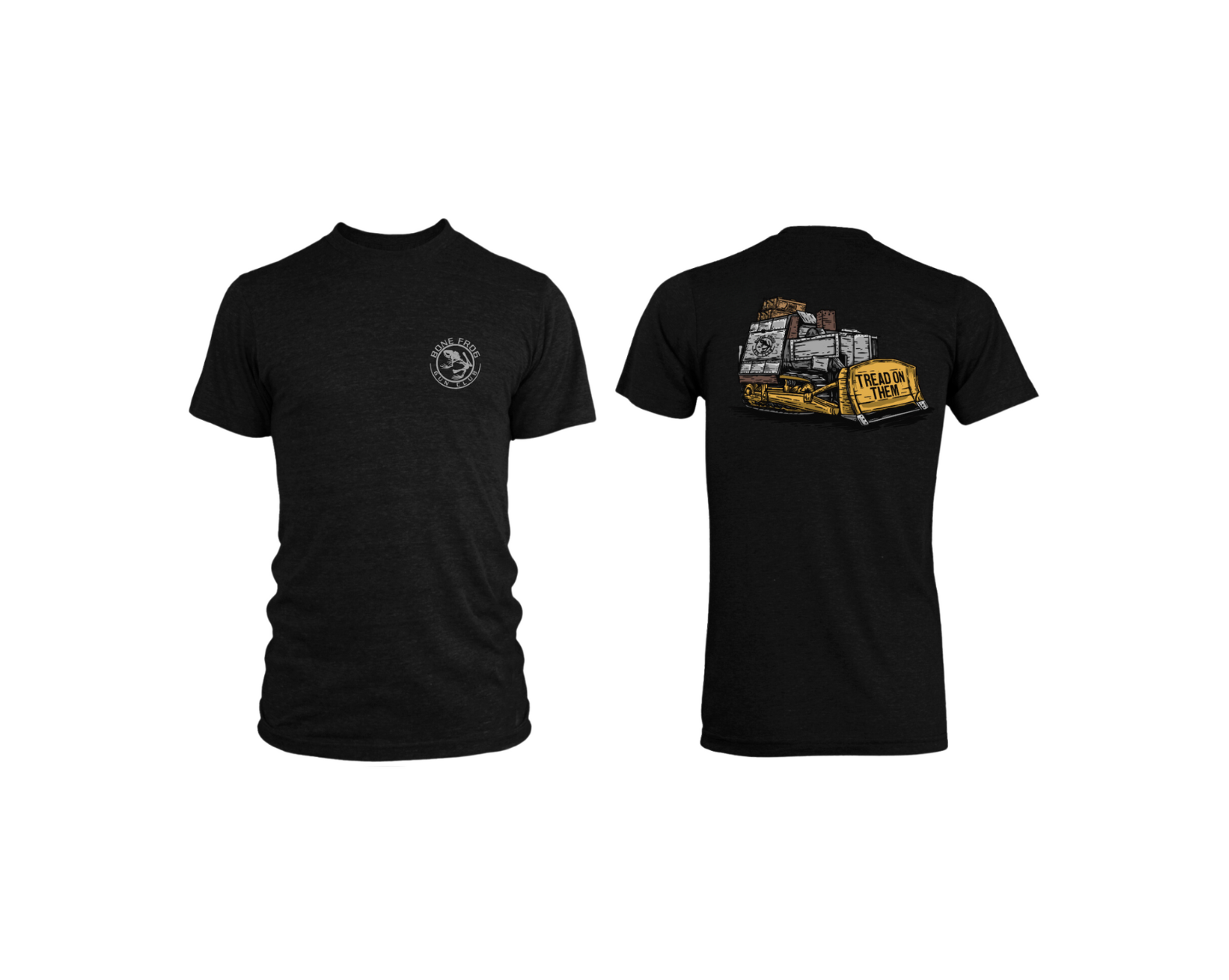 Image of BFGC Killdozer T-Shirt in Black with Bone Frog Gun Club™ Logo Front left