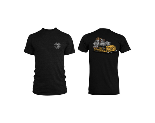 Image of BFGC Killdozer T-Shirt in Black with Bone Frog Gun Club™ Logo Front left