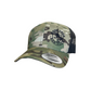 Photo of BFGC MultiCam Green Snapback Trucker Hat with Black Bone Frog Gun Club logo embroidered on left side