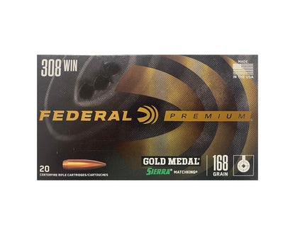 308 (7.62x51) 168GR Federal Gold Medal Match Sierra Matchking BTHP (GM308M)
