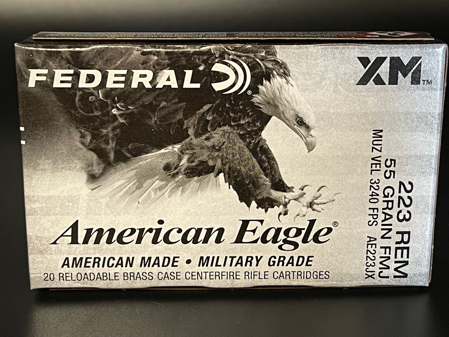 223 REM 55GR FMJ-BT Federal American Eagle (AE223JX)